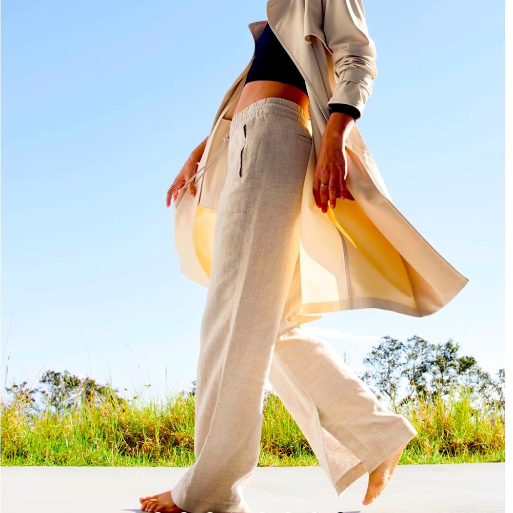Athleta wide leg linen pant M new
